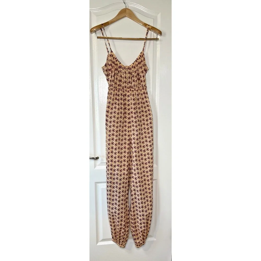 Tory Burch NEW spaghetti strap summer jumpsuit boho cottagecore tie belt Large